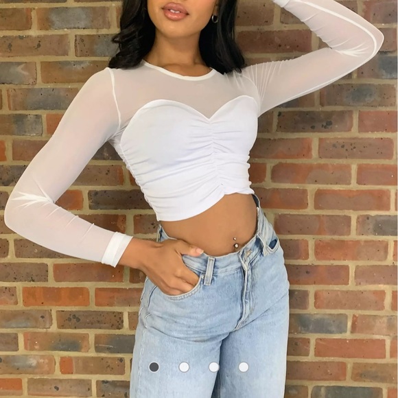 ASOS white long sleeve crop top